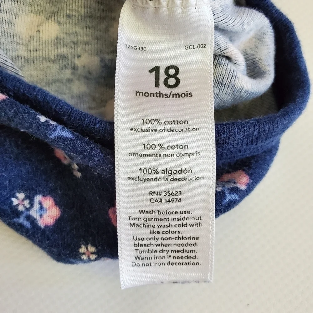 K1081 * Carter's Ditsy Floral Bodysuit Navy Blue Size 18M